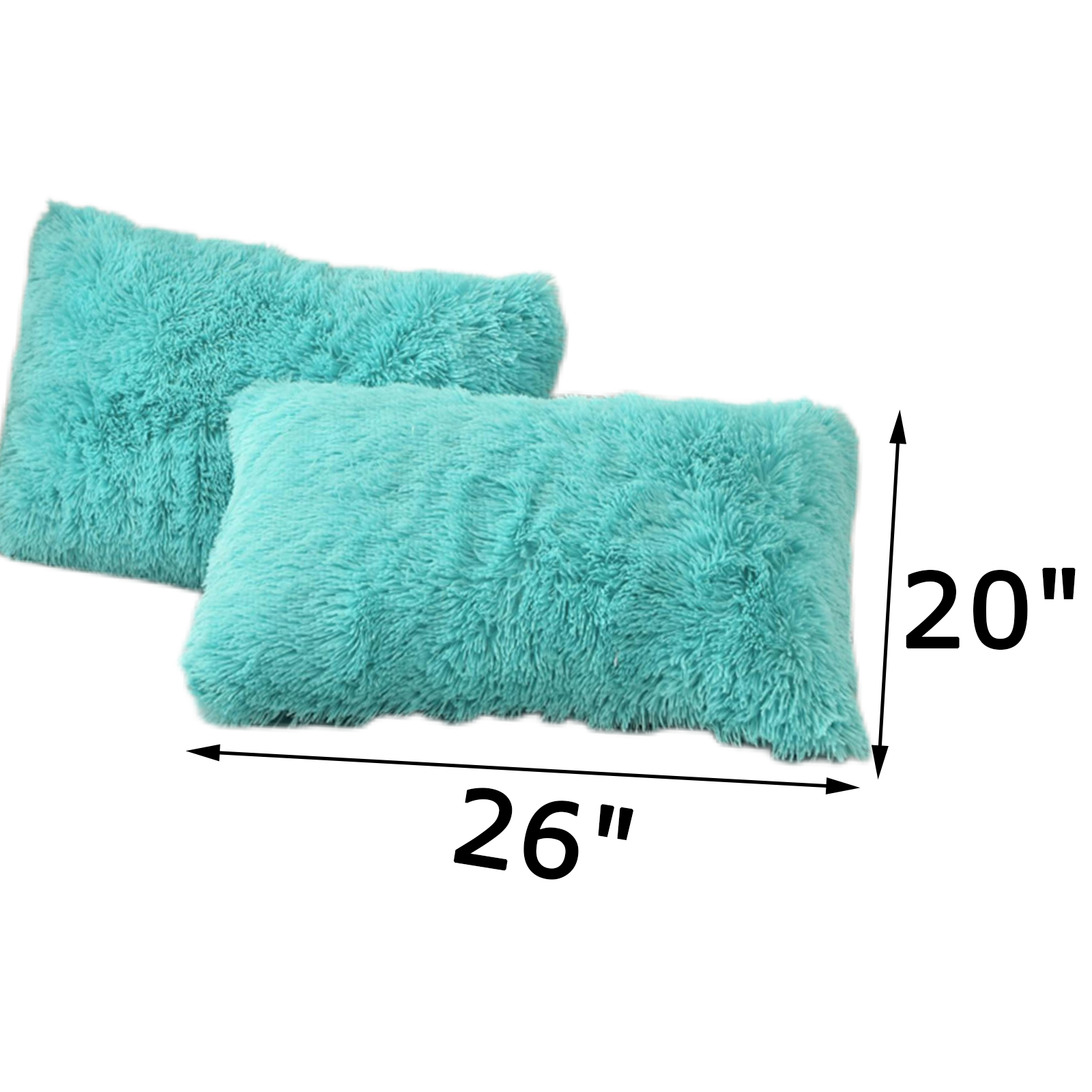 MorroMorn Decorative Pillows Covers, 2 Packs Faux Fur Pillow Cases Standard Size, Luxury Shaggy Throw Pillowcase Cushion Shams with Zipper Closure Home Decor for Couch Sofa Bed Room (Aqua, Standard)