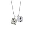 thumbnail image 2 of Delight Jewelry Silvertone Pebble Border Initial - N Silvertone Script Initial Disc - J - Charm Necklace, 20"+3", 2 of 4