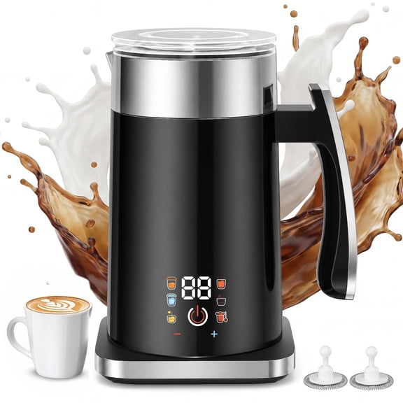 RUIE Milk Frother and Steamer, 6-in-1 Electric Milk Warmer and Hot Cold Foam Maker, 14.2 Oz Automatic Latte Cappuccino Frother with LCD Touch Screen for Coffee, Hot Chocolate and Yogurt
