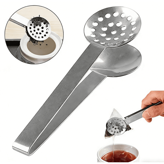 Year of The Horse Mothers Day Gifts Thickened Stainless Steel Tea Bag Tongs Lemon Squeezer Multi-Use Tea Bag Press Clip for Brewing Tea Lemon Juicing Bar Kitchen Tool Easter Bar Accessory, 1.7*6in