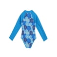 thumbnail image 2 of YONGHS Little Big Girls Floral Palm Rash Guard Shirt Sun Protective Swimsuit Swimwear Blue Flower 4, 2 of 7