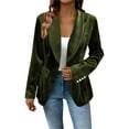 thumbnail image 2 of Inverlee Womens Velvet Long Sleeve Blazer Solid Lapel Collar V Neck Coat Winter Dressy Casual Jacket Suits, 2 of 8