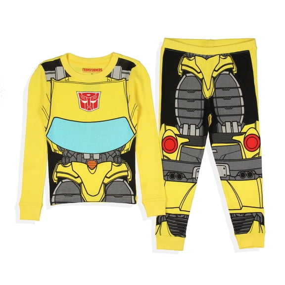 Transformers Toddler Boy's 2 Piece Sleepwear Bumblebee Character Tight Fit Long Sleeve Loungewear Sleep Pajama Set