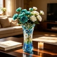 thumbnail image 7 of SUYOLL Gradient Embossed Glass Vase Scalloped Rim Thick Clear Glass Vase Floral Vase For Home Centerpiece Wedding Living Room Dining Table Party Decor Housewarming Gift, 7 of 7