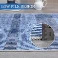 thumbnail image 3 of Modern Easy Area Rug Machine Washable Non-Slip Low Pile Stripe Pattern Rug for Living Room Bedroom Entryway (Blue 9'x12'), 3 of 6