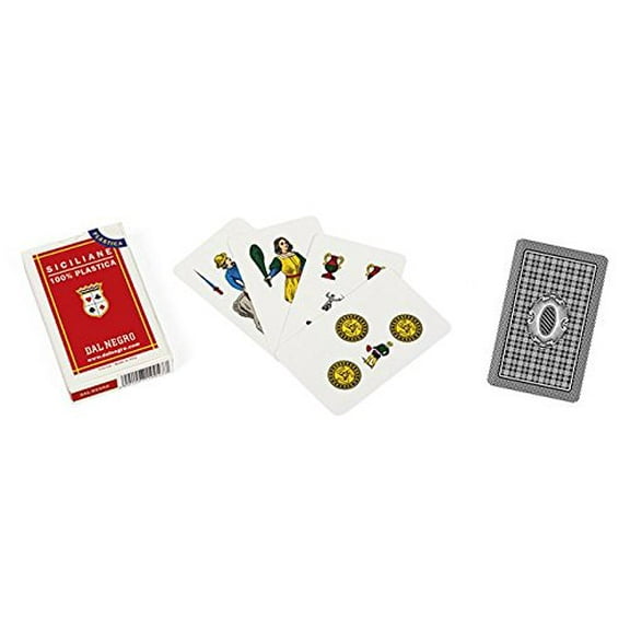 Dal Negro Siciliane 015010 Italian Regional Playing Cards Plastic, Red Case - Deck of 40 Cards [ Italian Import ]