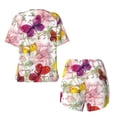 thumbnail image 5 of Picia Butterflies and Vintage Pajamas Sets for Women Soft Short-Sleeved Pjs with Lounge Shorts Two Piece Sleepwear-X-Large, 5 of 9