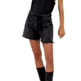 thumbnail image 3 of Women'S Drawstring High Rise Denim Shorts Summer Casual Knee Length Pants Denim Jorts with Pockets Black S, 3 of 7