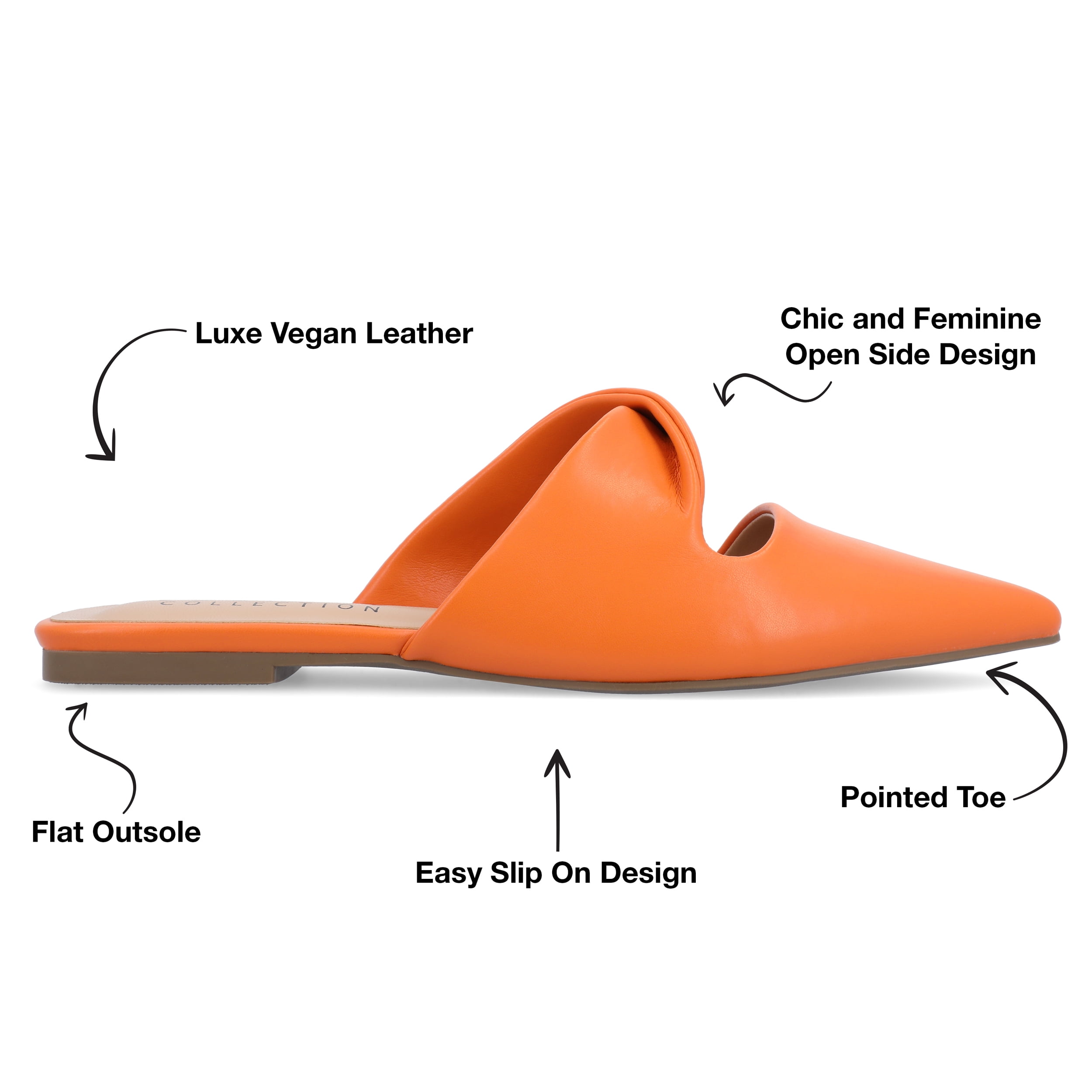 Journee Collection Womens Enniss Open Side Pointed Toe Mule Flats