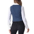thumbnail image 3 of INSPIRE CHIC Women's Denim Vest V Neck Button Down Casual Jean Waistcoat Sleeveless Jakcet XS Blue, 3 of 6