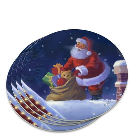 

Christmas Holiday Rooftop Santa Novelty Coaster Set