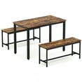 thumbnail image 2 of Aukfa Dining Table Set for 4, Rectangular Kitchen Table W/ 2 Benches for Small Space,Brown, 2 of 8