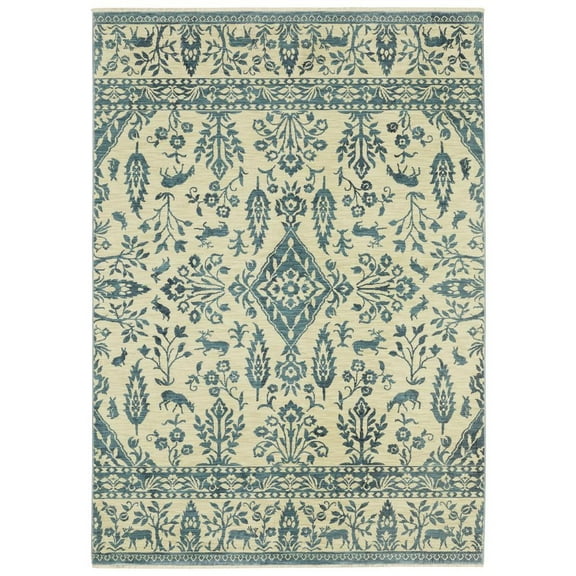 Oriental Weavers Francesca Area Rug - FR08H - 3'3" x 5' - in Ivory/ Blue - Vintage Inspired, Stain Resistant, Family and Pet Friendly , Entrway, Bedroom Rug