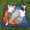 thumbnail image 5 of GZHJMY Water and Fire Baseball Large Outdoor Beach Blanket, Waterproof Foldable Sandproof 3-Layer Picnic Mat for Camping,Hiking,Travel,Park,Concerts,78"X 78", 5 of 6