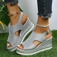 thumbnail image 3 of dmqupv Lace up Sandals for Women Flat Sequin Leather Open Toe Buckle Wedge Heel Sandals 206 Collective Womens Sandals Sandal Silver 7, 3 of 5