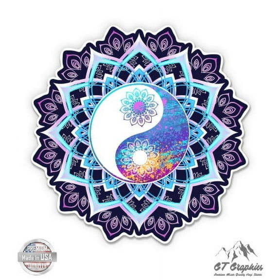 Yin Yang Mandala - 3" Vinyl Sticker - For Car Laptop I-Pad Phone Helmet Hard Hat - Waterproof Decal