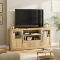 thumbnail image 4 of Bingirl TV Stand Fits TV up to 72", Wave Pattern Entertainment Center with 2 Glass Door Cabinets, Farmhouse TV Media Console with 2 Open Storage Compartments for Living Room, 4 of 7