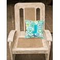 thumbnail image 2 of Letter J Flowers and Butterflies Teal Blue Canvas Fabric Decorative Pillow CJ2006-JPW1414, 2 of 2