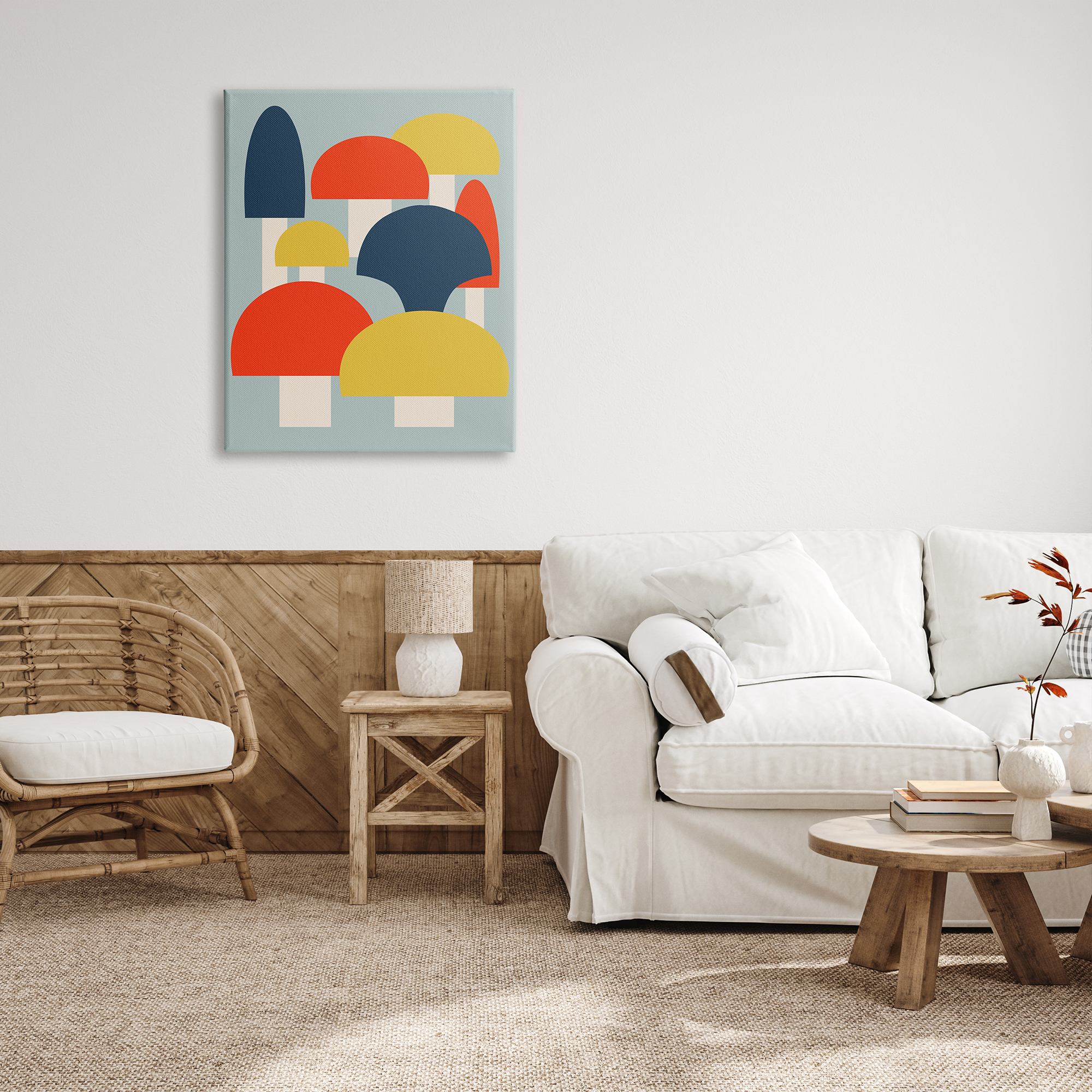 Stupell Industries Contemporary Mushroom Shapes Botanical & Floral Painting Gallery Wrapped Canvas Art Print Wall Art, 30 x 40