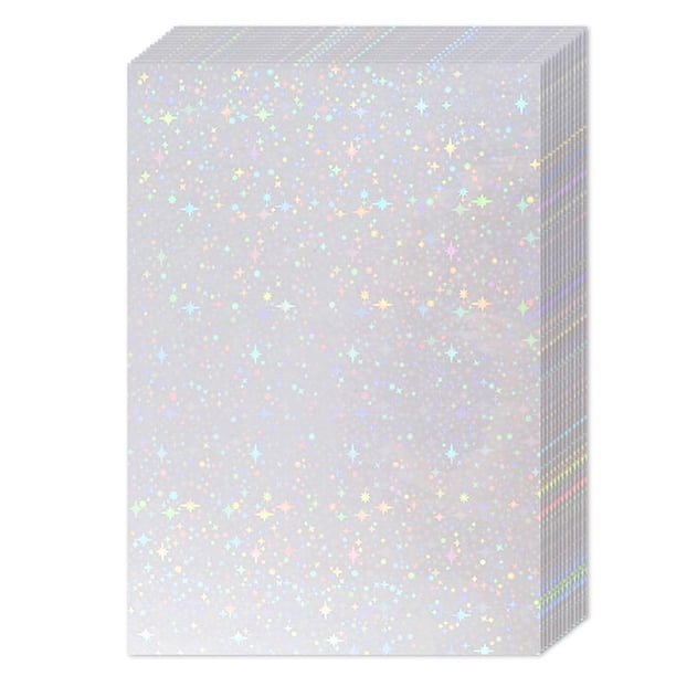 36 Hojas de Papel Adhesivo Holográfico, Hojas Laminadas Holográficas, Hojas de Pegatinas de Vinilo Transparente, 11,7 X 8,3 Pulgadas (Estrella)