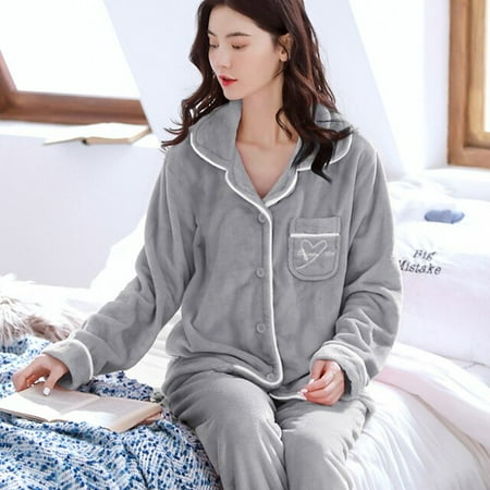 

CoCopeaunt Warm Flannel Pajamas Set For Women Thick Coral Velvet Long Sleeve Pyjamas Sets nightgown Pijama Suit Mujer female Homewear