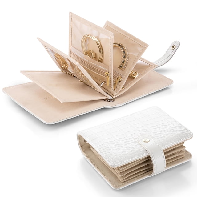 Estuche organizador de joyas Vlando para viaje para mujer - Blanco