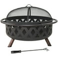 thumbnail image 2 of Sunnydaze Crossweave 36" Round Wood-Burning Black Finish Steel Outdoor Fire Pit with Screen, 2 of 18