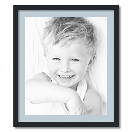 ArtToFrames 24x28 Matted Picture Frame with 20x24 Single Mat Photo Opening Framed in 1.25 Satin Black and 2 Baby Blue Mat (FWM-3926-24x28)