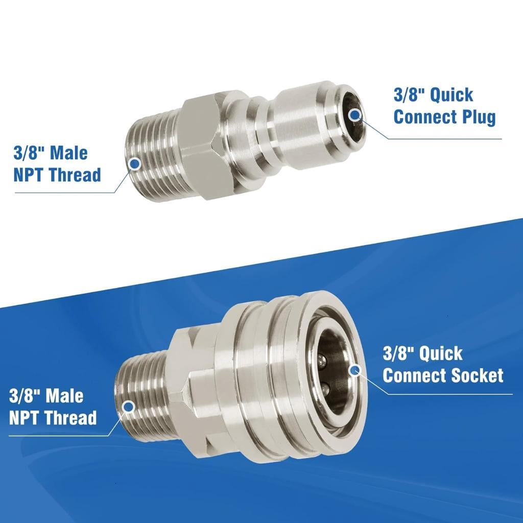 Steel 3/8Inch Ball Valves Pressure Washer 5000PSI With Quick Connecting Fittings For Washer Systems Leakage Protections