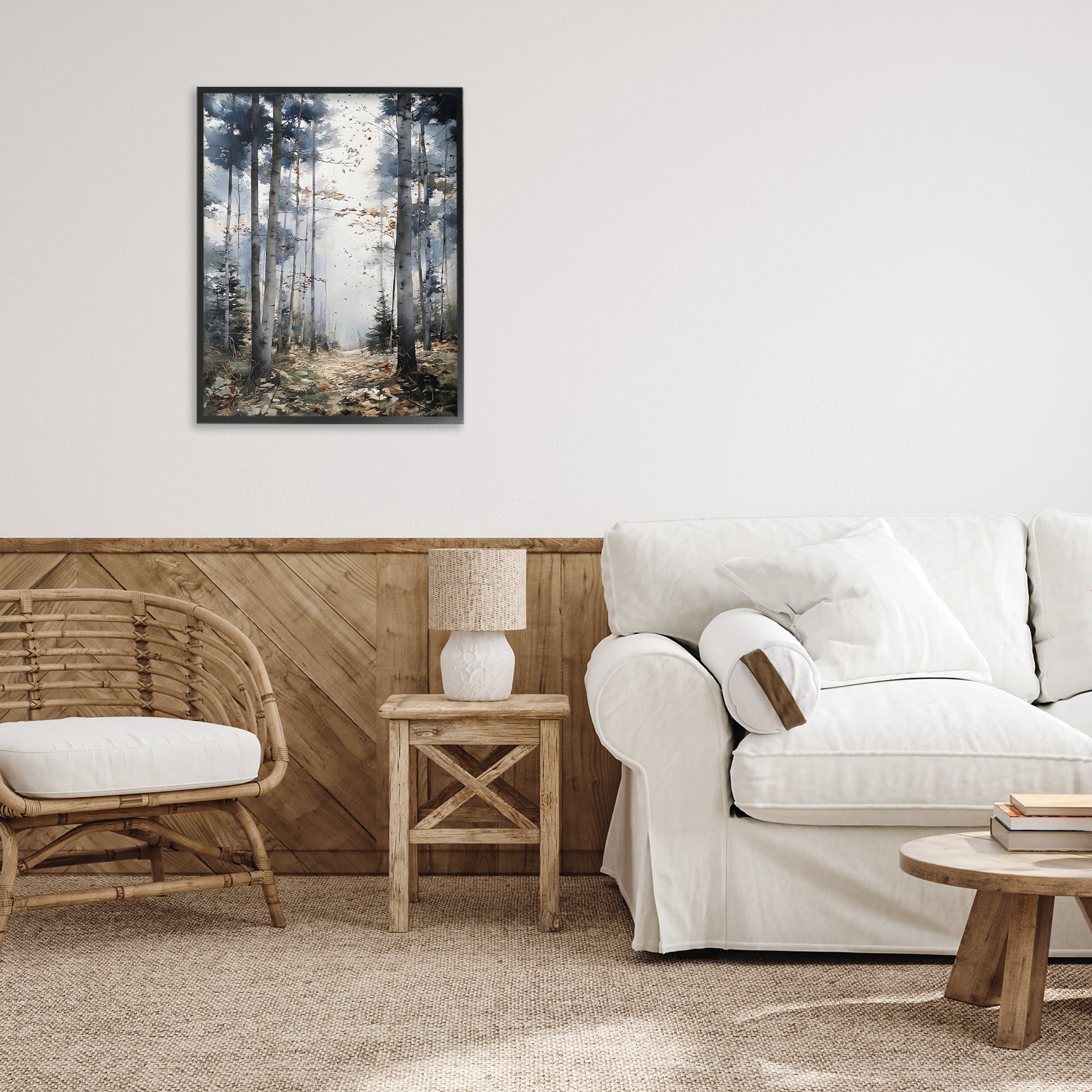 Stupell Industries Cold Woods Birch Forest Black Framed Giclee Art, design by Franklyn Gregory