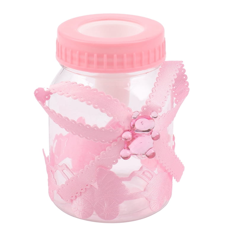 72 X Baby Bottle Mini Baby Bottle 4x9cm Rhinestone Pink Bear Gift Favor Baby Girl Baby Baptism