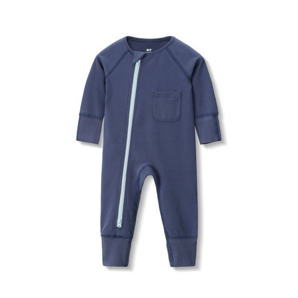 Our Little Treasures Organic Cotton Baby Zip Romper Sleeper in Blueberry Size NB-12M