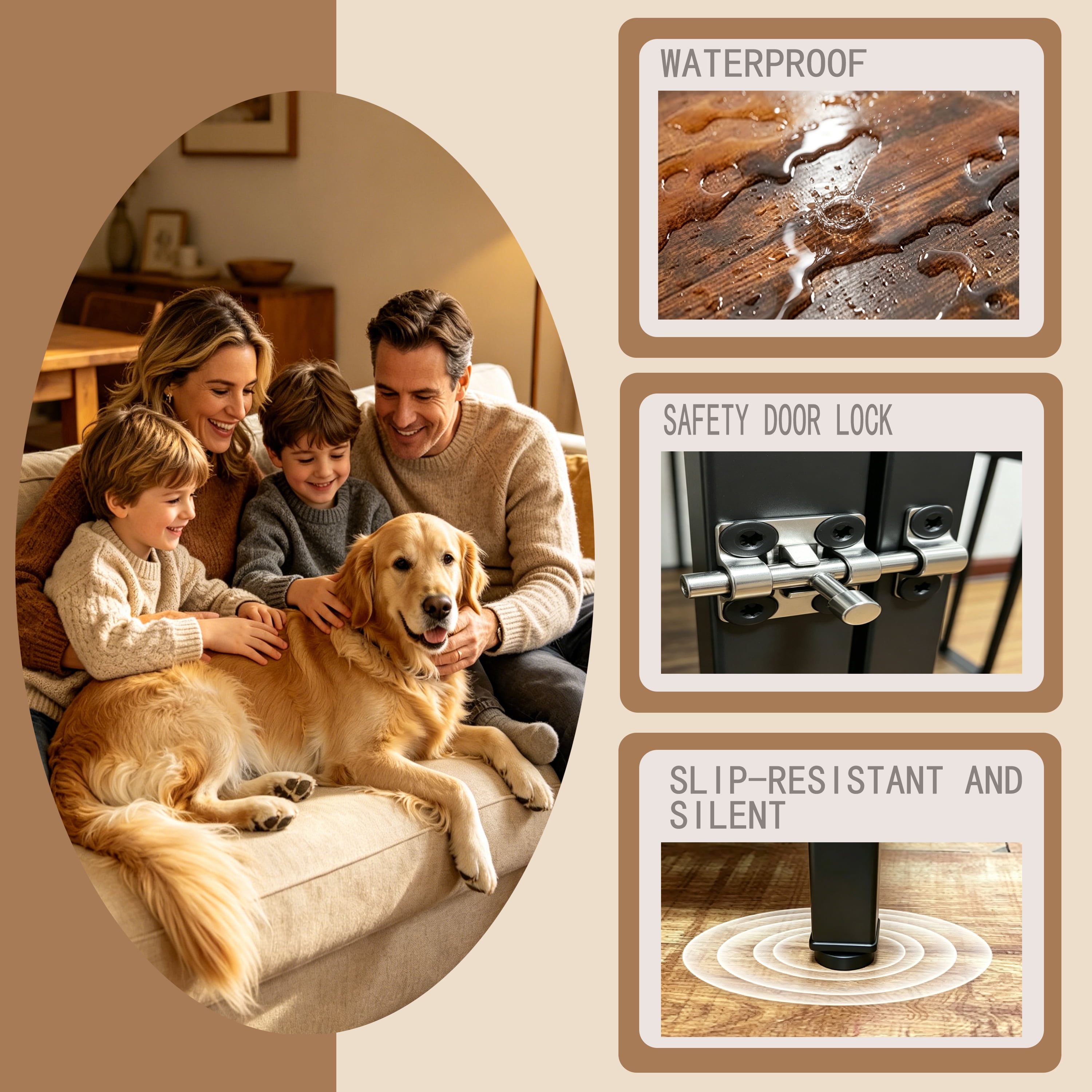 Dog Cage Edge, 360 Degree Rotating Bowl, Vintage Wood Grain