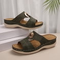 thumbnail image 6 of KIJBLAE Women's Stitched Metal Buckle Wedge Flip Flops, Fashion Comfort Open Toe Casual Beach Summer Vacation Slippers Green 37, 6 of 9