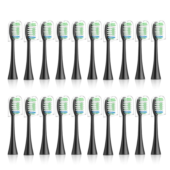 YUNCHI Replacement Toothbrush Heads 20 Pack, Compatible with AquaSonic Black Series & Vibe Series Electric Toothbrush, for AquaSonic Toothbrush Refills, Black