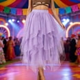 thumbnail image 4 of Elegant High Widelity Knit Sheer Overlay Skirt For With Inner And Flirty Asymmetrical Hem, 4 of 5