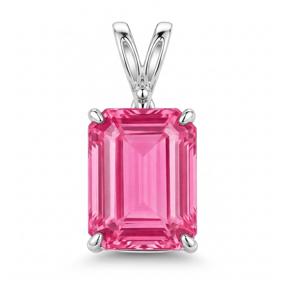 Natural Pink Sapphire Gem 925 Sterling Silver Pendant, 55.60 Carat, Emerald Cut for Jewelry Making