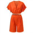 thumbnail image 5 of Ketyyh-chn99 Ensembles de Survêtements pour Femmes Ensemble de Pyjamas Mode Décontractée Été Imprimé Manches Courtes Col Rond Ensemble de Shorts Orange,L, 5 of 5