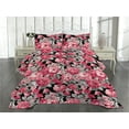 thumbnail image 2 of Ambesonne Delicate Roses Quilted Coverlet 3 Pcs, Neutral Floral Scene, King Size, Pastel Pink Pale Grey, 2 of 4