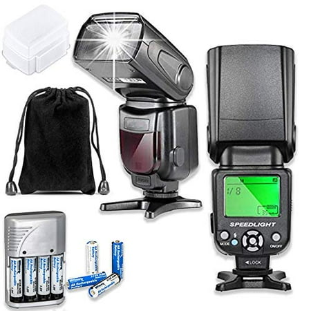 Fully Dedicated Automatic TTL Flash for Canon DSLR Cameras Including EOS Rebel T3, T3i, T4i, T5, T5i, T6, T7, T6i, T6s, T7i, SL1, SL2, EOS 60D, 70D, 77D, 80D, 5D III, 5D IV, EOS 6D, 7D, 7D II (Best External Flash For Canon Rebel T2i)