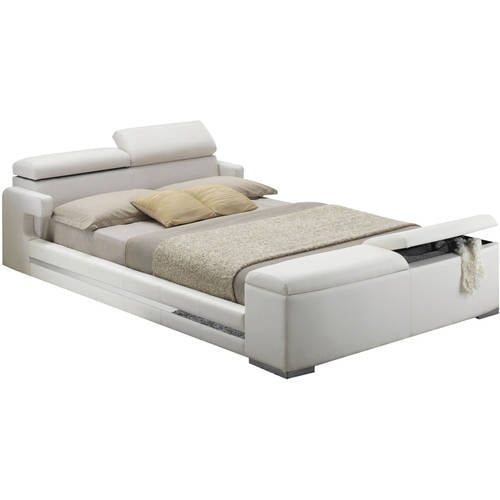 Acme Layla King Bed with Storage, White PU