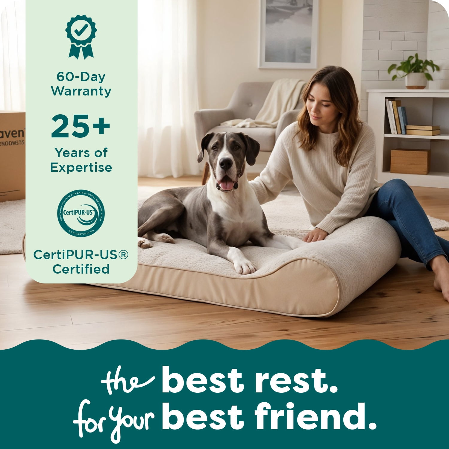 FurHaven Pet Dog Bed | Orthopedic Ultra Plush Luxe Lounger Pet Bed for Dogs & Cats, Cream, Jumbo Plus