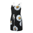 thumbnail image 3 of gakvbuo Summer Savings Clearance Summer Dresses For Women 2023 Beach Dresses Casual Striped Dress V Neck Spaghetti Strap Mini Dress Elastic Waist Belt Swing Dress With Pockets, 3 of 3