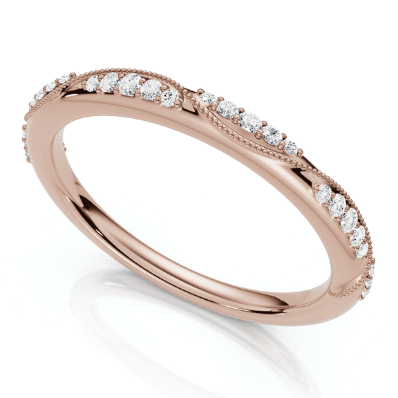 Pompeii Camellia Diamond Wedding Ring 14k Gold or Platinum Lab Grown Stackable Band