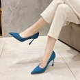 thumbnail image 2 of Zapatos de tacón alto azules de primavera 2022, zapatos de punta estrecha y poco profundos, zapatos casuales de moda para un solo pie, 2 of 5