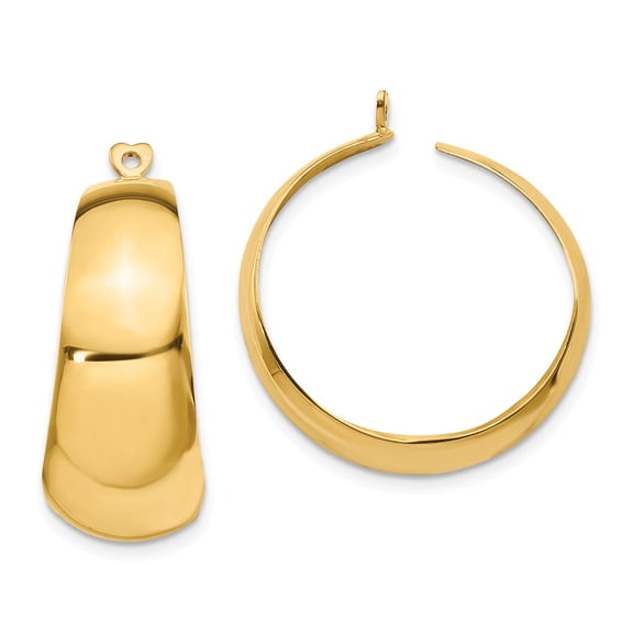 Real 14kt Yellow Gold Polished Hoop Earring Jackets; for Adults and Teens; for Women and Men