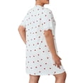 thumbnail image 2 of Heart Print V neck Sleepshirts Short Sleeve Red and White Plus Size Nightgowns & Sleepshirts (Women's Plus), 2 of 4