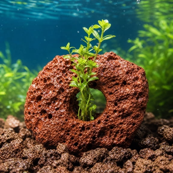 Artificial Lava Rock for Aquarium - Volcanic Rock Pumice Stones Fish Tank Cave Decor, Aquatic Plant Fixer Anchor for Fish Turtle Tank Plants, Aquascaping Fish Tank Ornament (B)