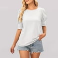 thumbnail image 2 of BLVB Women's Summer Tunic Tops Casual Round Neck Short Sleeve Basic Shirts Solid Color Going out Blouses Tee, 2 of 4