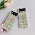 thumbnail image 2 of For Samsung Galaxy Z Flip4/3 5G Case Cover, Shockproof Luxury Painted Green tulip PC Slim Hybrid Case Cover, 2 of 5